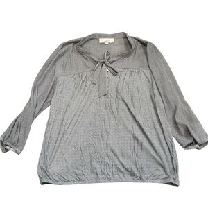 Loft Black and White Tie Blouse Size XL Mixed Media